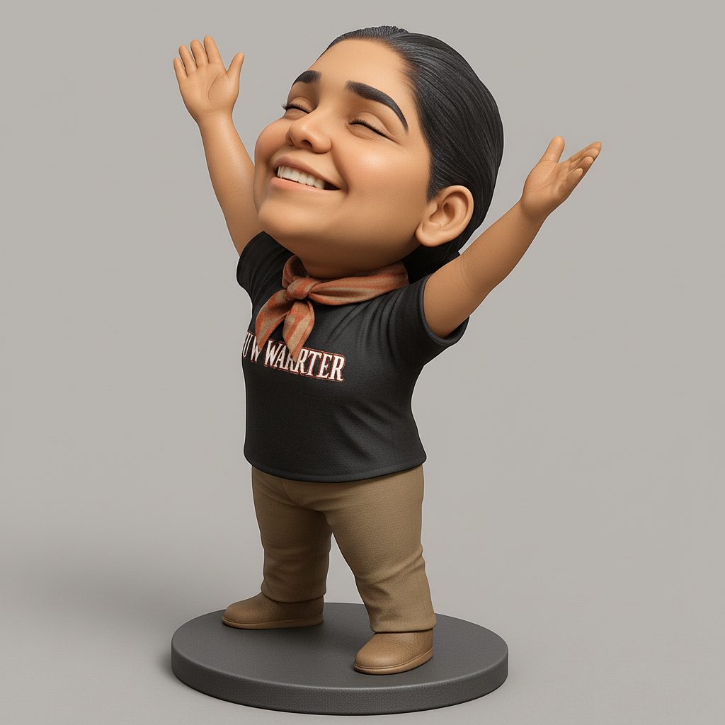 silhouette 3d printer maker-3d portrait printing_Cheerful Figurine with Outstretched Arms