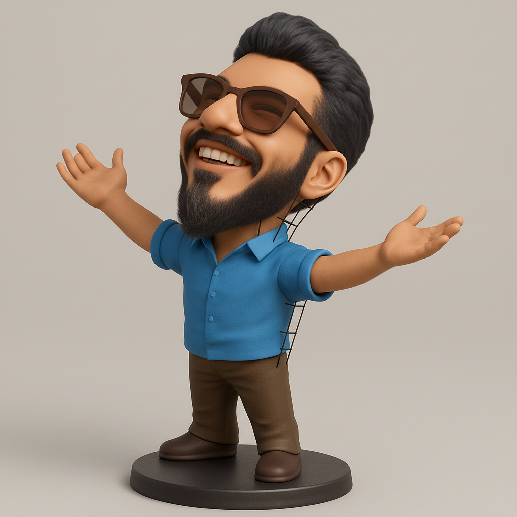 face anatomy 3d model-create 3d face model from photo_Optimistic Bobblehead: Embrace Joy & Freedom