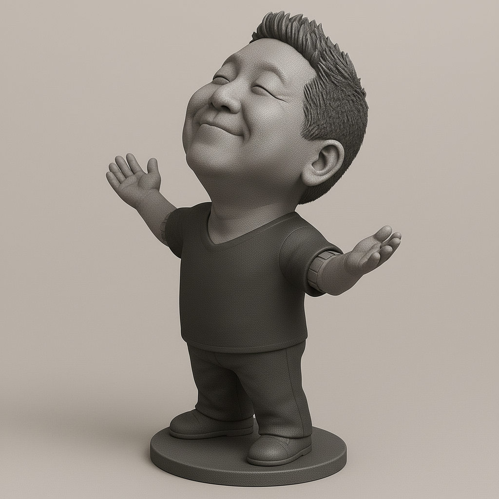silhouette 3d printer maker-3d portrait printing_Joyful Figurine with Outstretched Arms