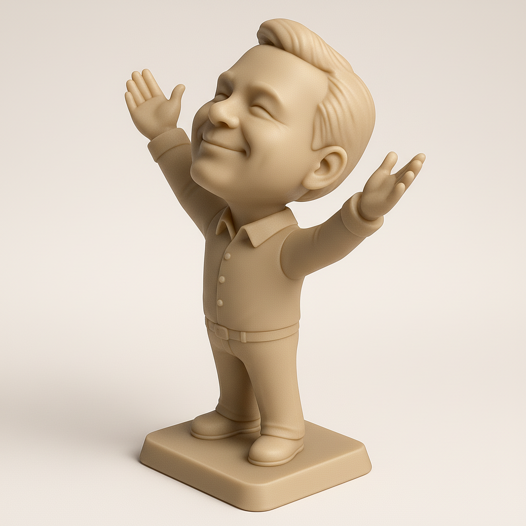 silhouette 3d printer maker-3d portrait printing_Cheerful 3D Character Model for Printing