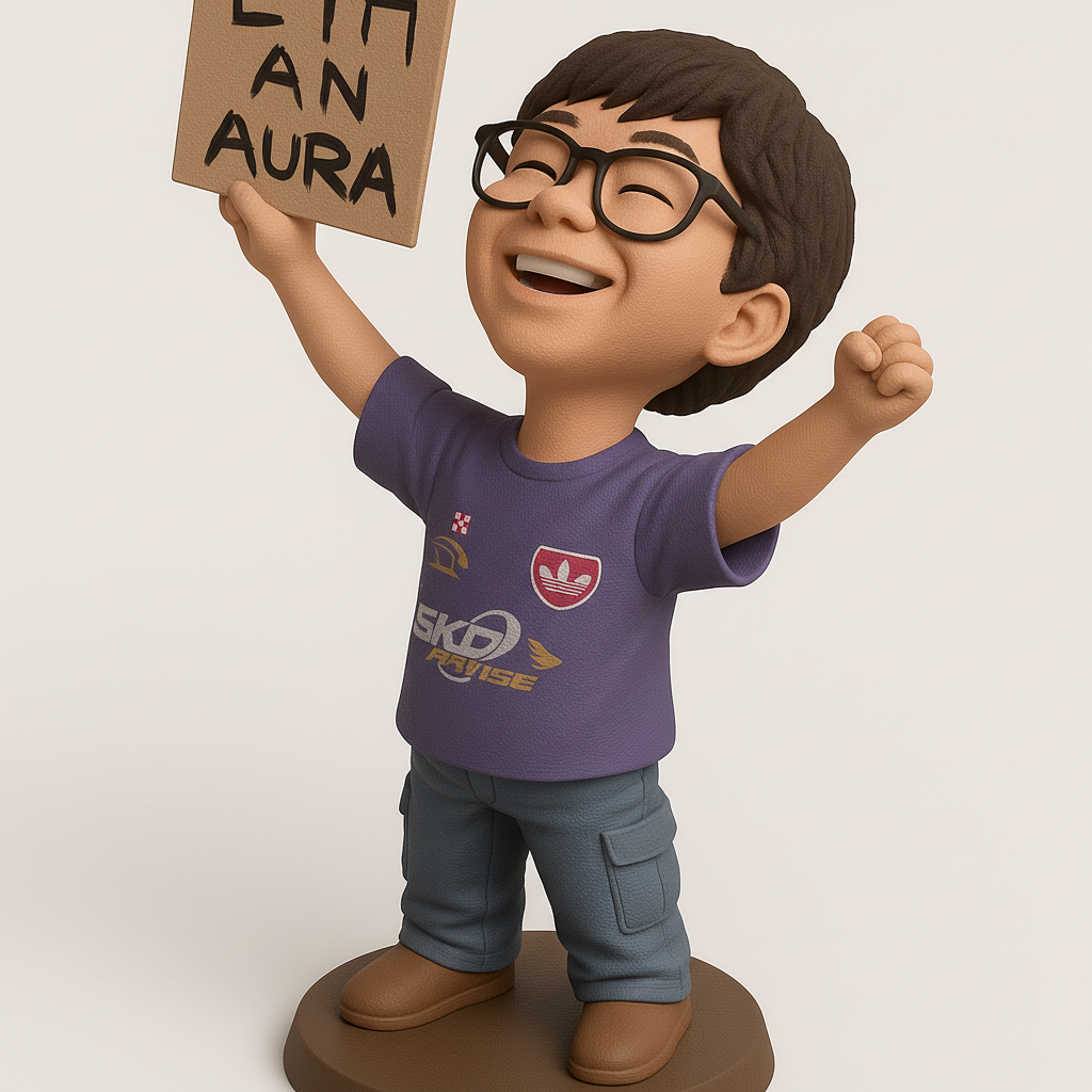 silhouette 3d printer maker-3d portrait printing_Joyful Kid with Sign