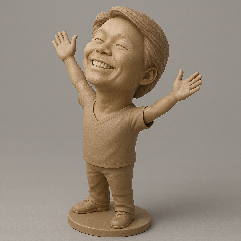 face anatomy 3d model-create 3d face model from photo_Joyful Kid Figurine with Open Arms