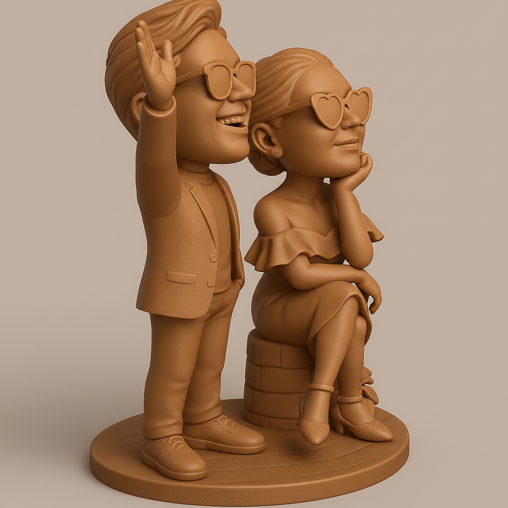 silhouette 3d printer maker-3d portrait printing_Charming Couple Figurine for Fun Decor