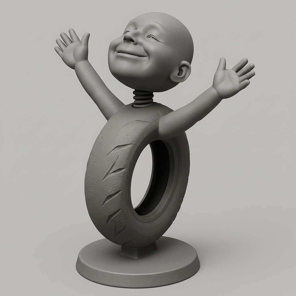 silhouette 3d printer maker-3d portrait printing_Happy Rider Bobblehead: Spreading Smiles on Your Desk