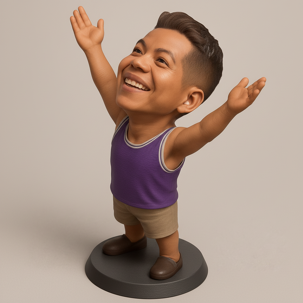 face anatomy 3d model-create 3d face model from photo_Joyful Celebration Bobblehead with Open Arms