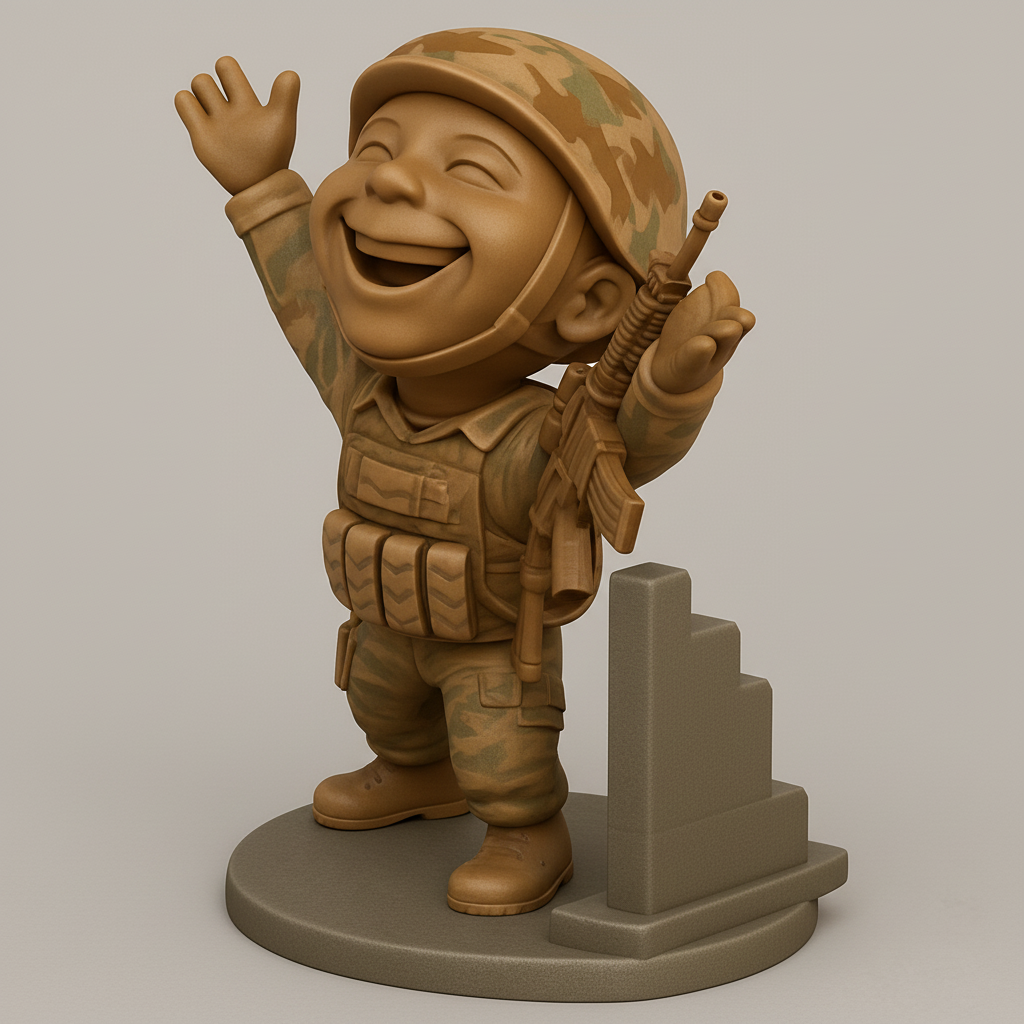 face anatomy 3d model-create 3d face model from photo_Cheery Chibi Soldier Figurine - Desktop Hero Print