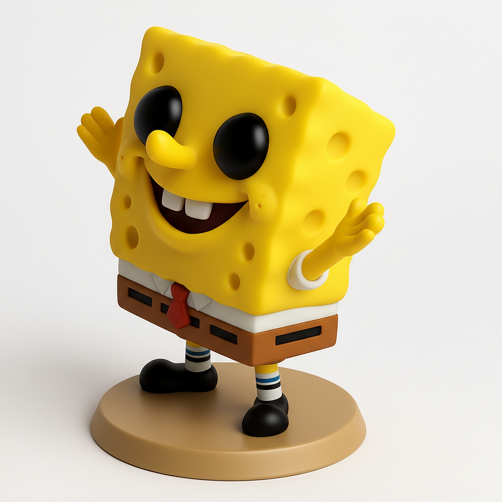 face to 3d model ai-3D portrait printing from photo_Smiling Spongebob Stylized Figure -