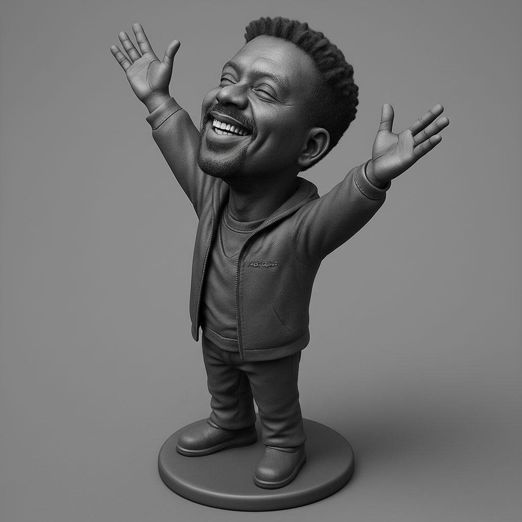 silhouette 3d printer maker-3d portrait printing_Joyful Celebration Man: Expressive Caricature Bobble