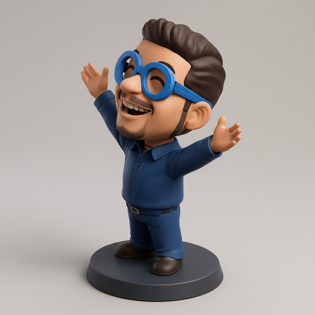 silhouette 3d printer maker-3d portrait printing_Joyful Bobblehead Character: Spread Happiness on Your Desk!