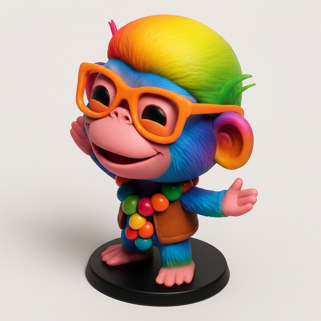 face to 3d model ai-3D portrait printing from photo_Joyful Rainbow Monkey Buddy for Happy Vibes
