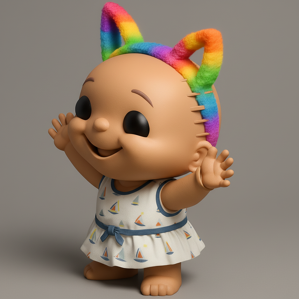 face to 3d model ai-3D portrait printing from photo_Joyful Rainbow Baby Desk Buddy & Toy