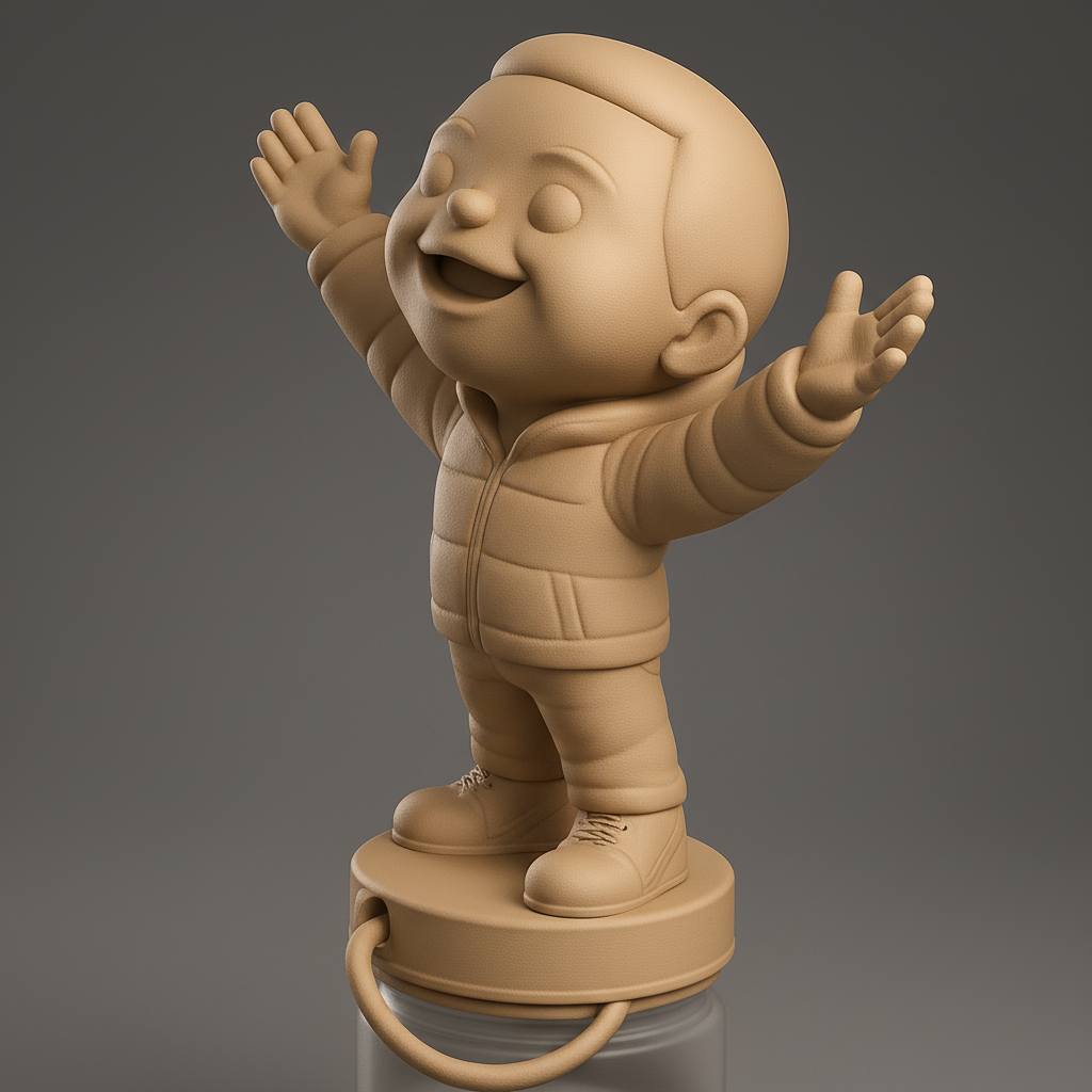 face anatomy 3d model-create 3d face model from photo_Joyful Child Bottle Cap Topper