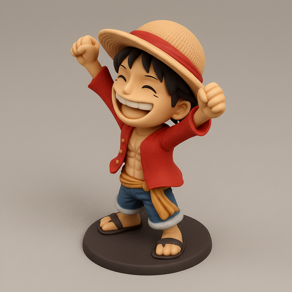 face anatomy 3d model-create 3d face model from photo_Luffy's Enthusiastic Smile - One Piece Figurine