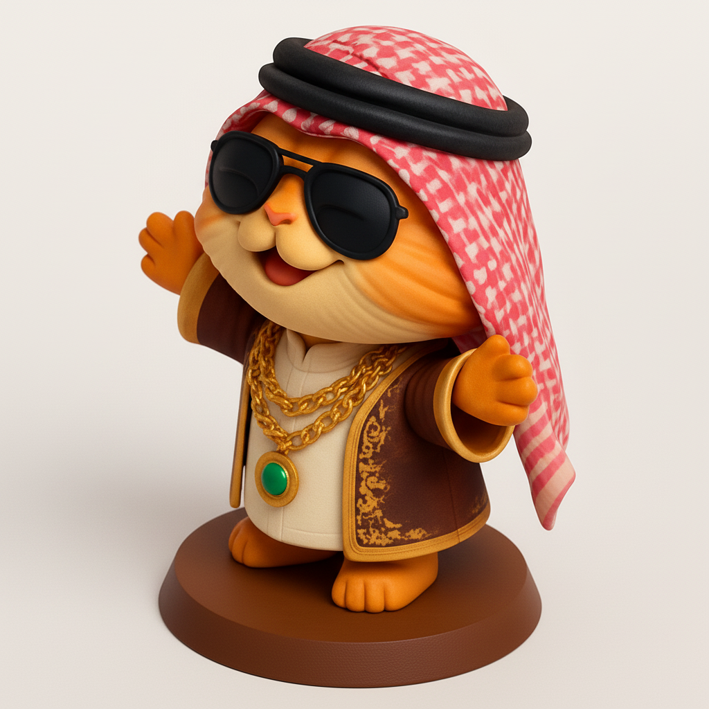face to 3d model ai-3D portrait printing from photo_Chic Arabic Cat Collectible Statue