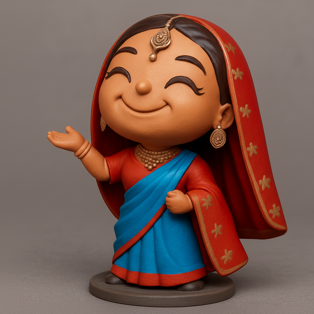 face anatomy 3d model-create 3d face model from photo_Joyful Desi Doll: Welcoming Smile Figurine 3D Print
