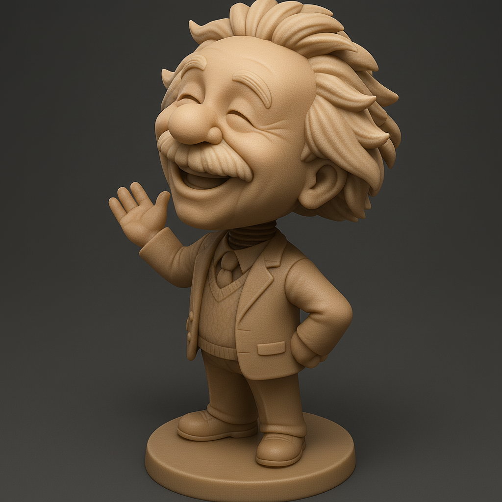 silhouette 3d printer maker-3d portrait printing_Whimsical Einstein Figurine for 3D Printing