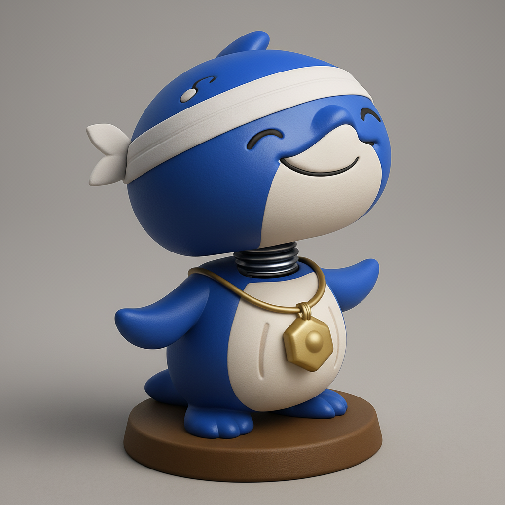 silhouette 3d printer maker-3d portrait printing_Zen Dolphin Bobblehead - Happy Desk Companion Print