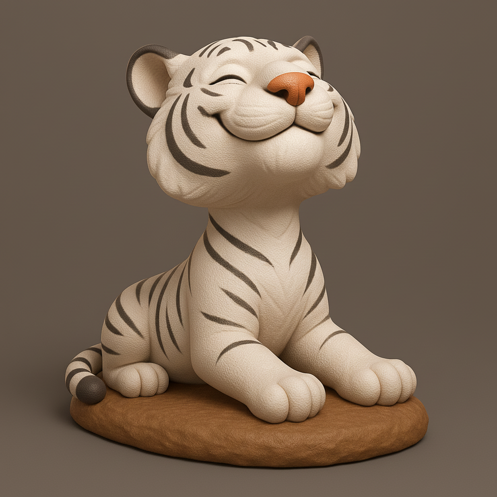 face anatomy 3d model-create 3d face model from photo_Adorable Smiling Tiger Figurine