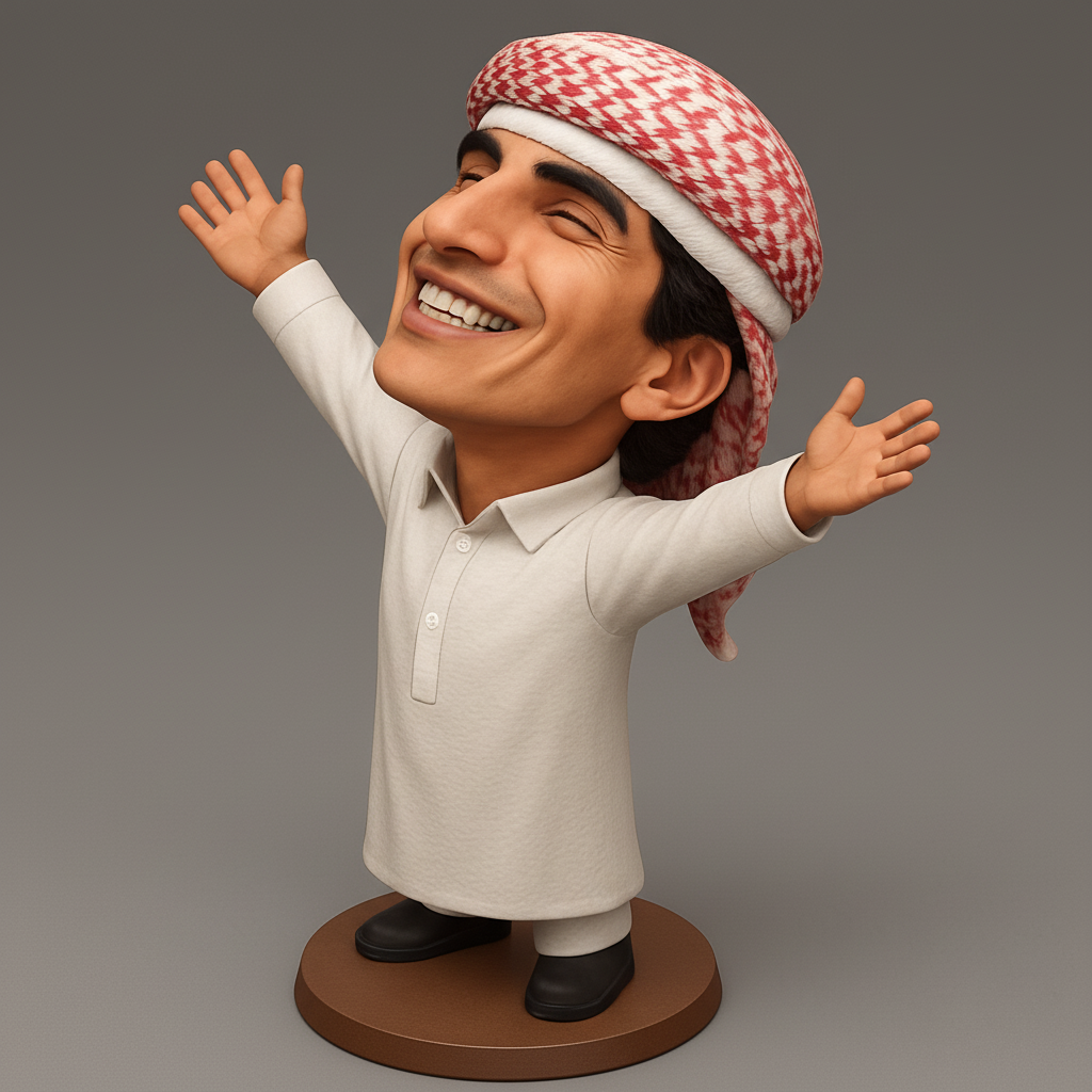 face anatomy 3d model-create 3d face model from photo_Embrace Joy: Happy Keffiyeh Man Figurine
