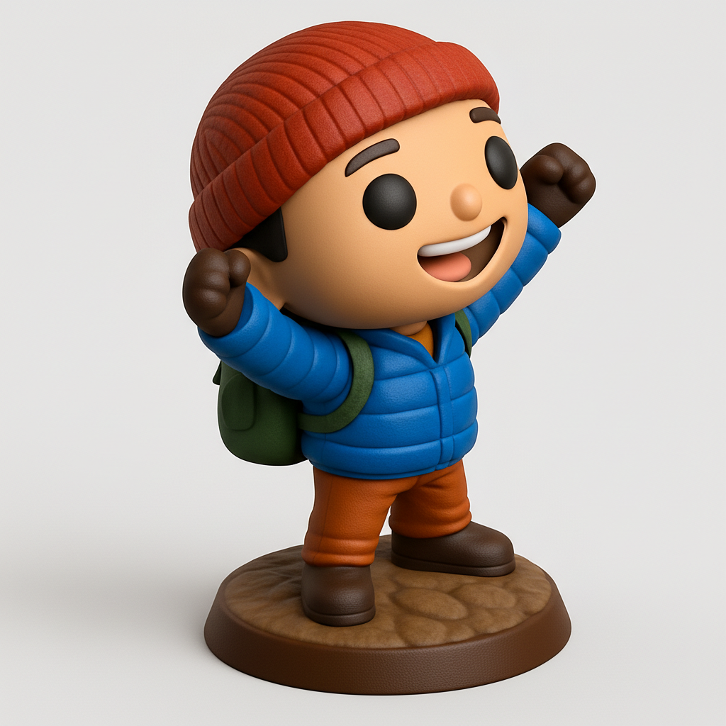 face anatomy 3d model-create 3d face model from photo_Joyful Hiker Figurine: Celebrate Every Adventure!