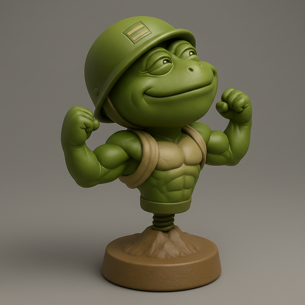 silhouette 3d printer maker-3d portrait printing_Mighty Military Frog Figure