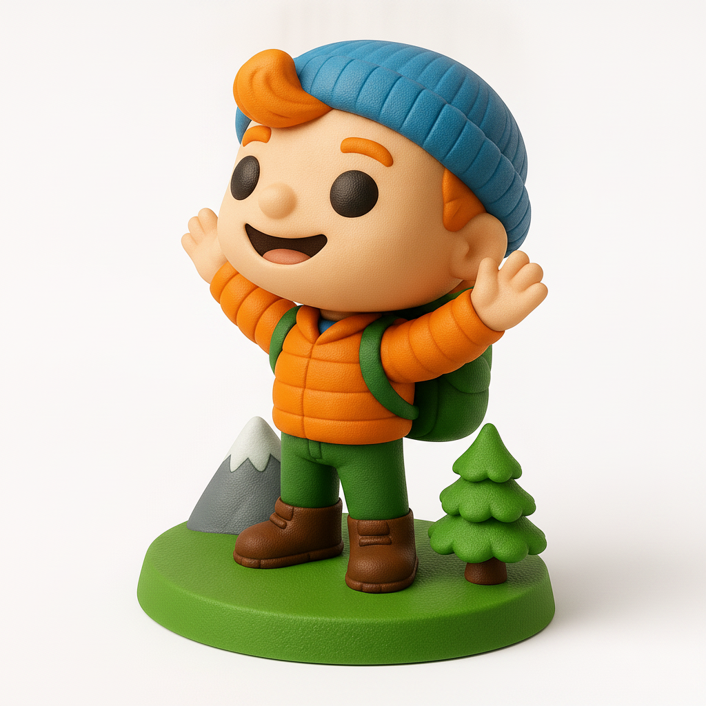 face to 3d model ai-3D portrait printing from photo_Happy Hiker Adventure Figurine for Desk & Display!