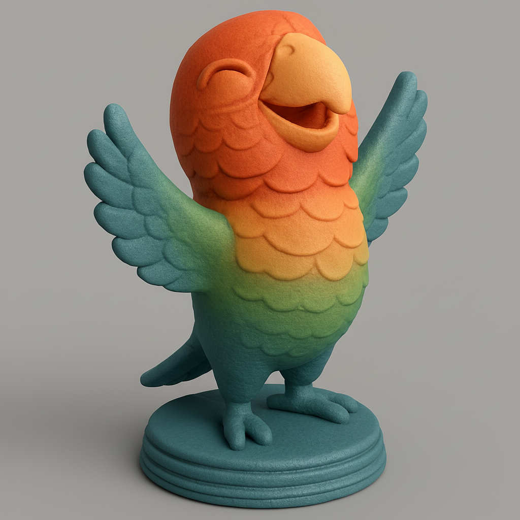 face to 3d model ai-3D portrait printing from photo_Cheerful Gradient Parrot: A Vibrant Desk Companion