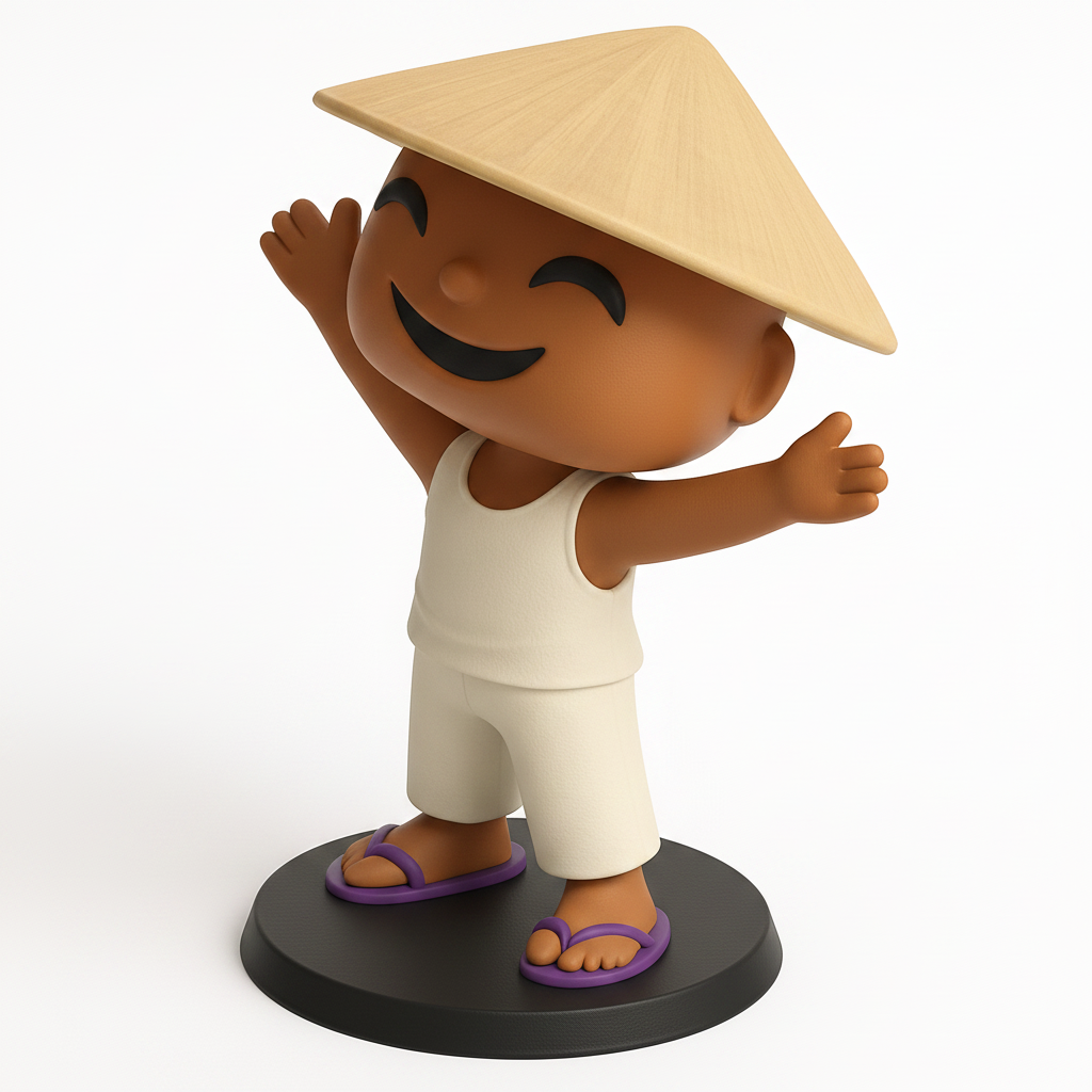 face anatomy 3d model-create 3d face model from photo_Happy Nón Lá Pal: Cultural Charm 3D Print