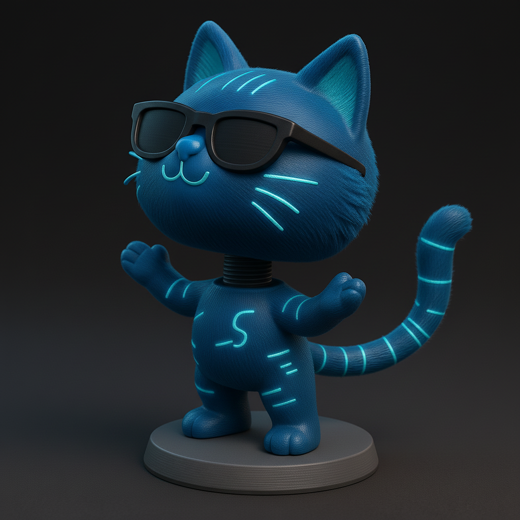 silhouette 3d printer maker-3d portrait printing_Cool Cat with Shades: A Fun 3D Model