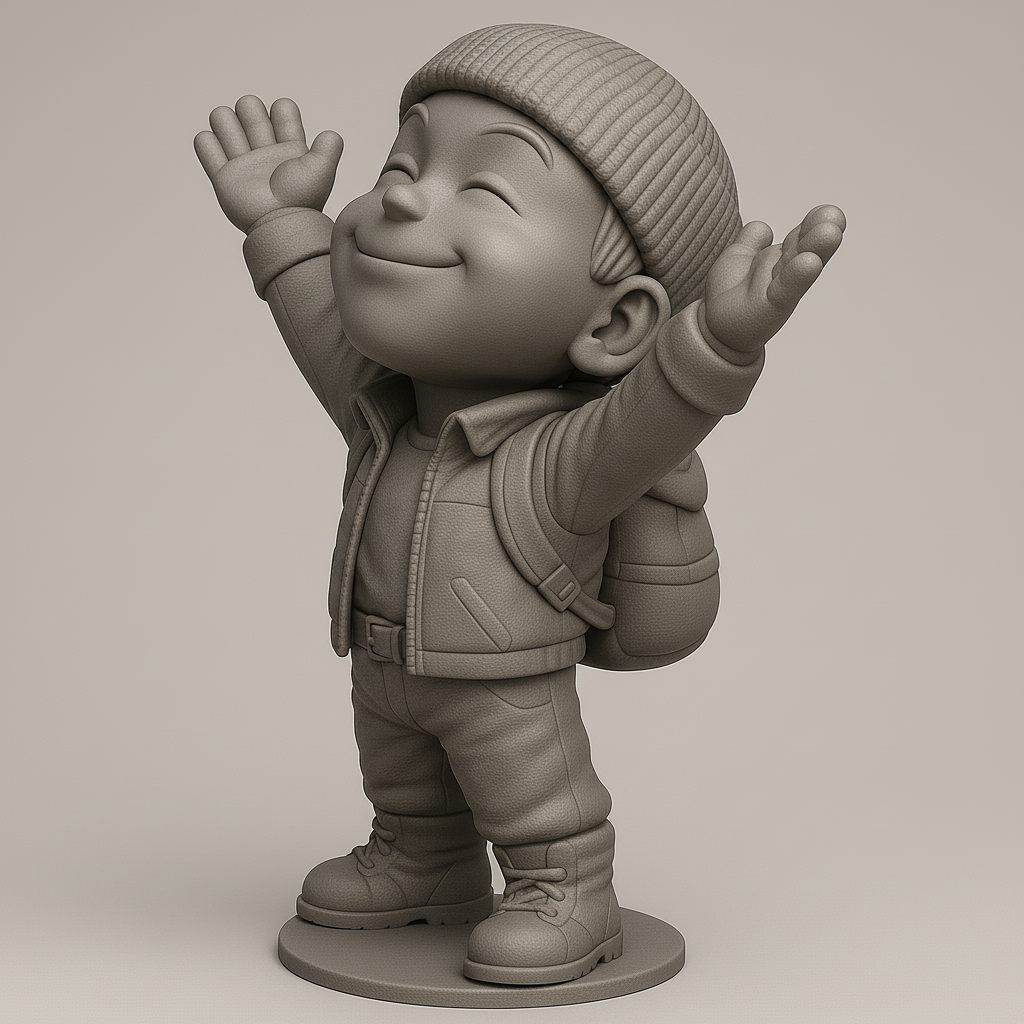 silhouette 3d printer maker-3d portrait printing_Joyful Adventure Kid Figure