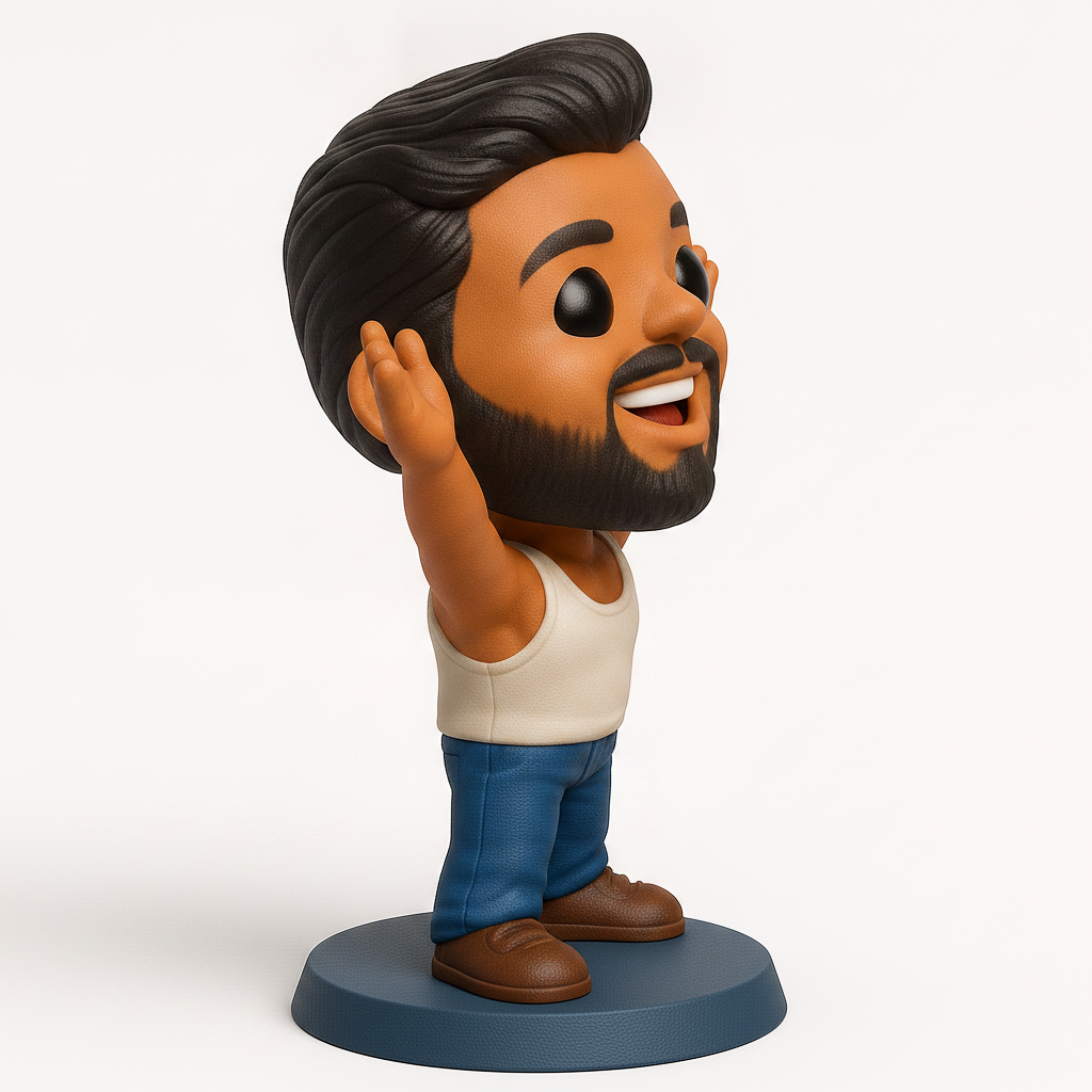 face to 3d model ai-3D portrait printing from photo_Happy Bearded Man Figurine - Print Your Own Joy!