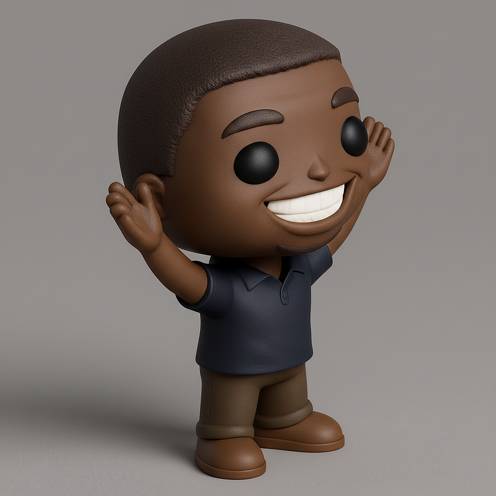face anatomy 3d model-create 3d face model from photo_Joyful Black Man Figurine: Happy Collectible 3D Print