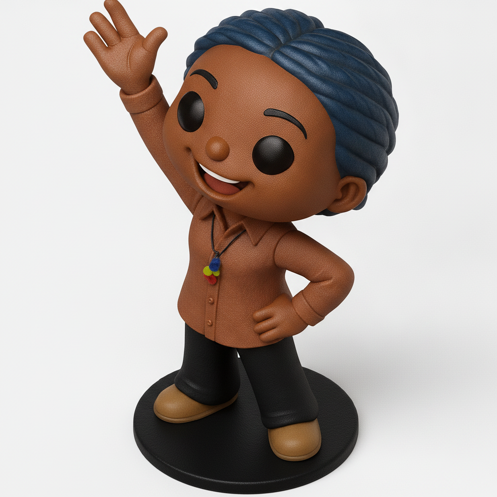 face to 3d model ai-3D portrait printing from photo_Chibi Waving Character Figurine for Joyful Display