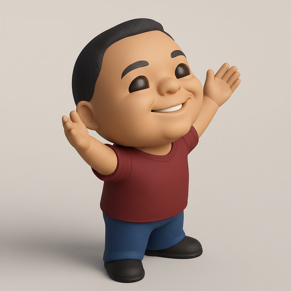 face to 3d model ai-3D portrait printing from photo_Happy Chibi Boy: Welcoming Arms Desktop Figure