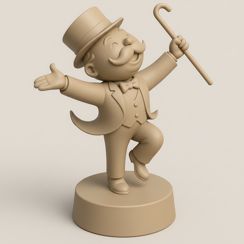 silhouette 3d printer maker-3d portrait printing_Classic Monopoly Man Figurine