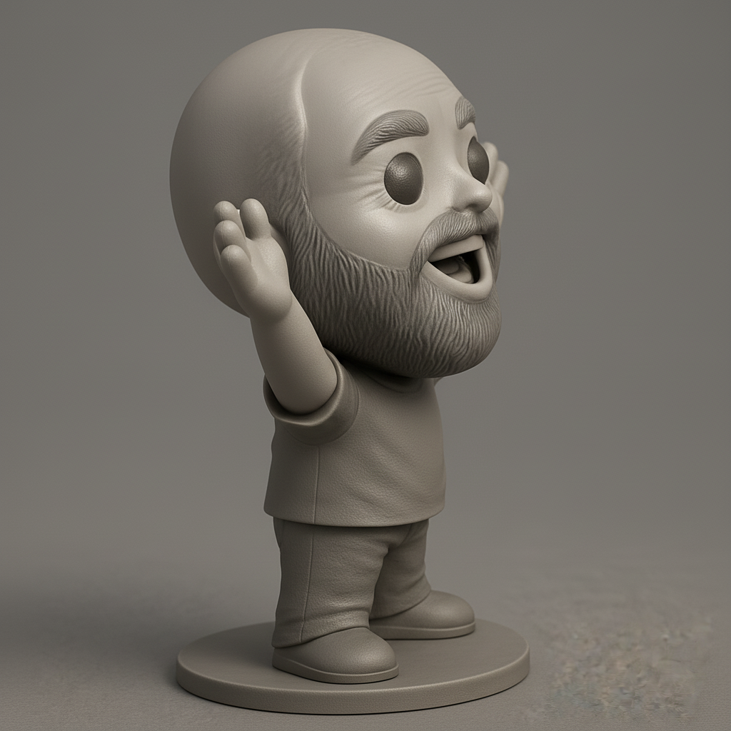 face anatomy 3d model-create 3d face model from photo_Joyful Bearded Guy Collectible: Spread Smiles & Po