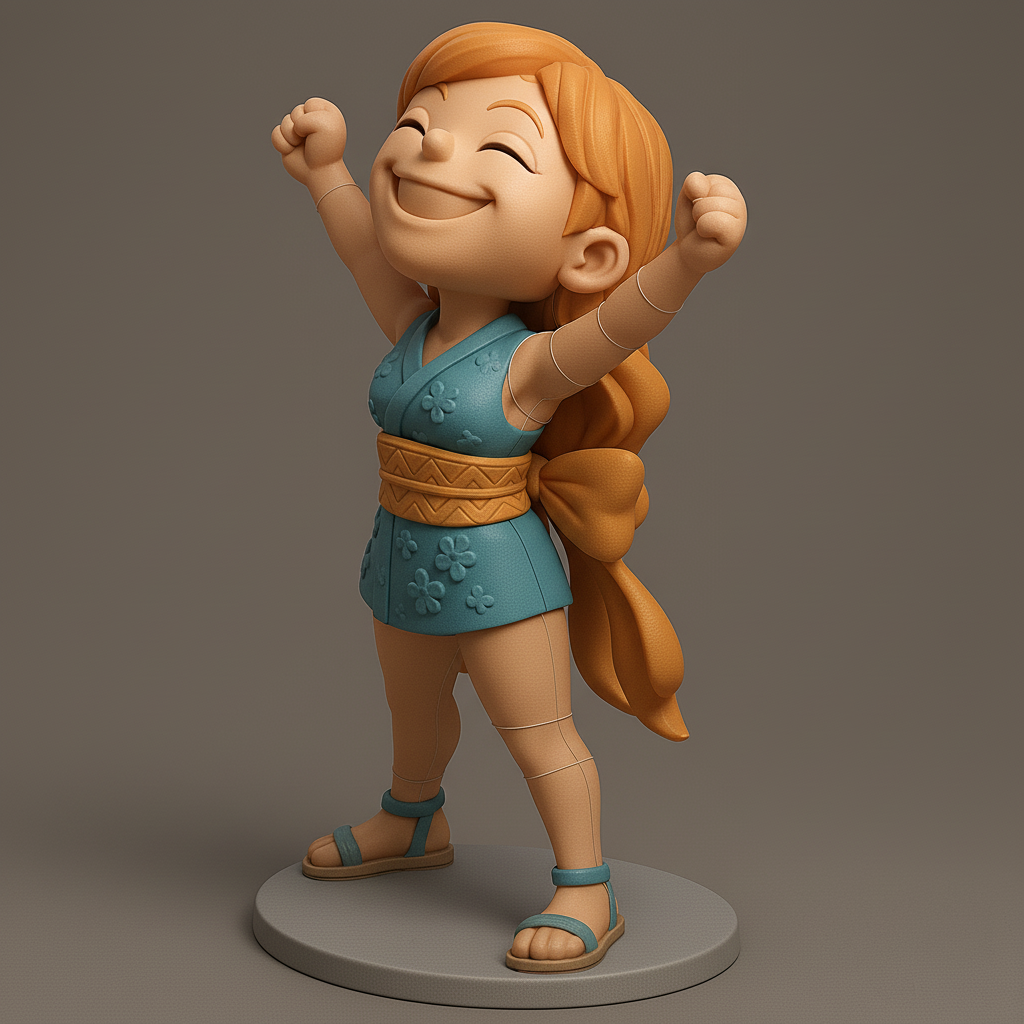 silhouette 3d printer maker-3d portrait printing_Joyful Victory Figure for 3D Printing