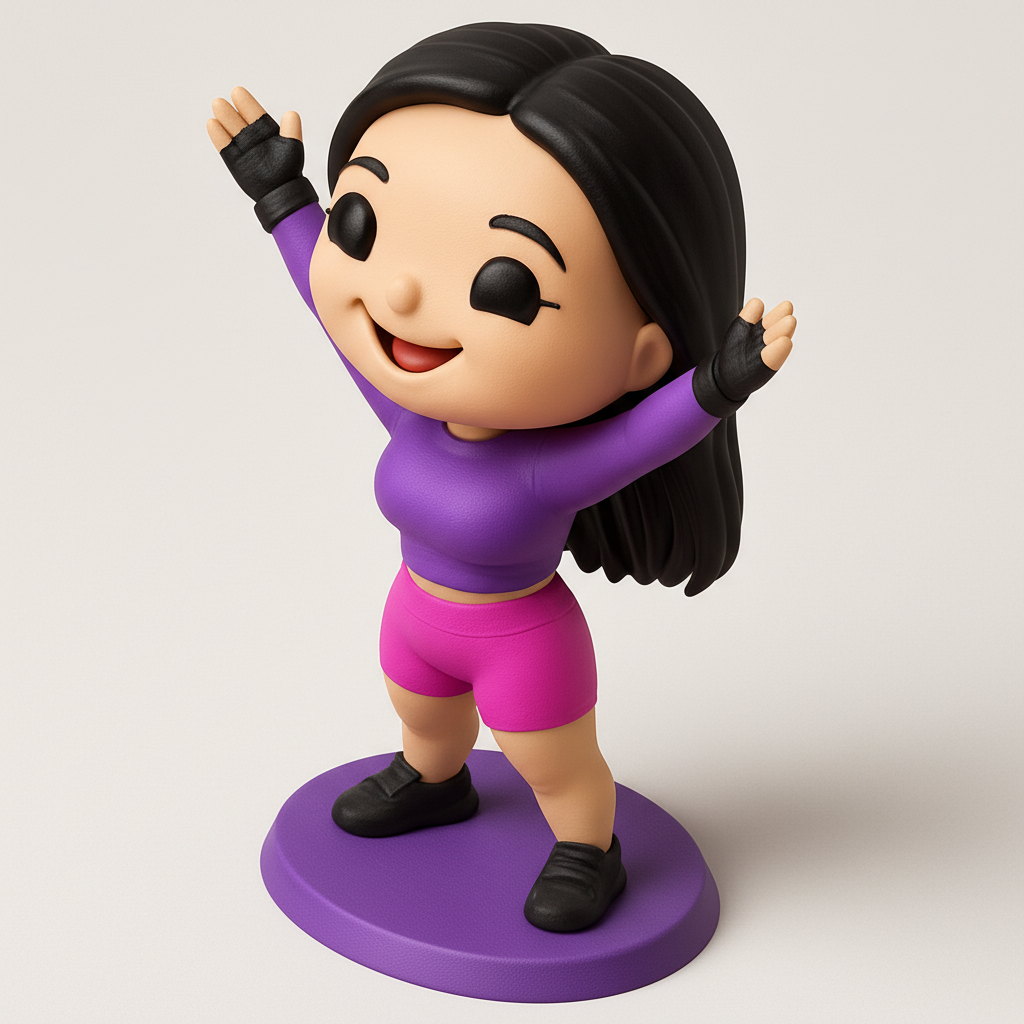 face to 3d model ai-3D portrait printing from photo_Chibi Fitness Vibe Figure-Motivational Desk Decor