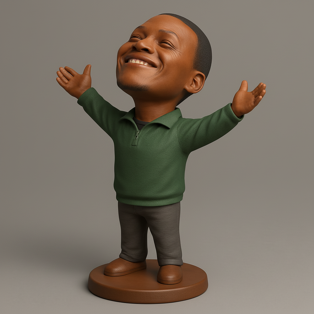 face to 3d model ai-3D portrait printing from photo_Spread Joy! Open Arms Happy Man Bobblehead