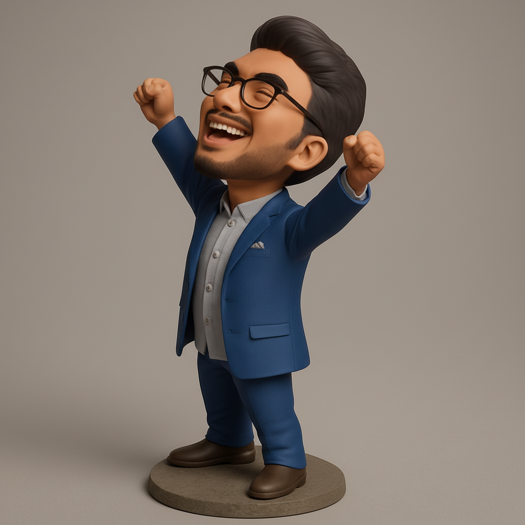 silhouette 3d printer maker-3d portrait printing_Victorious Business Man Figurine - Celebrate Success!