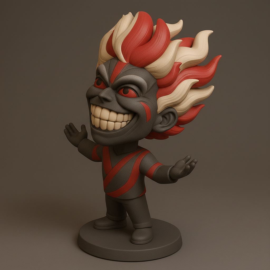 silhouette 3d printer maker-3d portrait printing_Energetic Character Figurine with Wild Hair