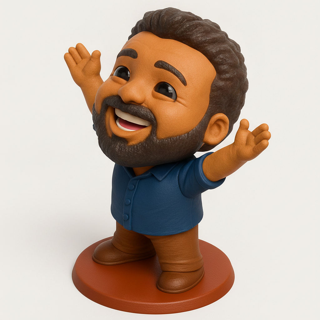 face anatomy 3d model-create 3d face model from photo_Customizable Happy Figurine Bobblehead - Desktop Cheer!