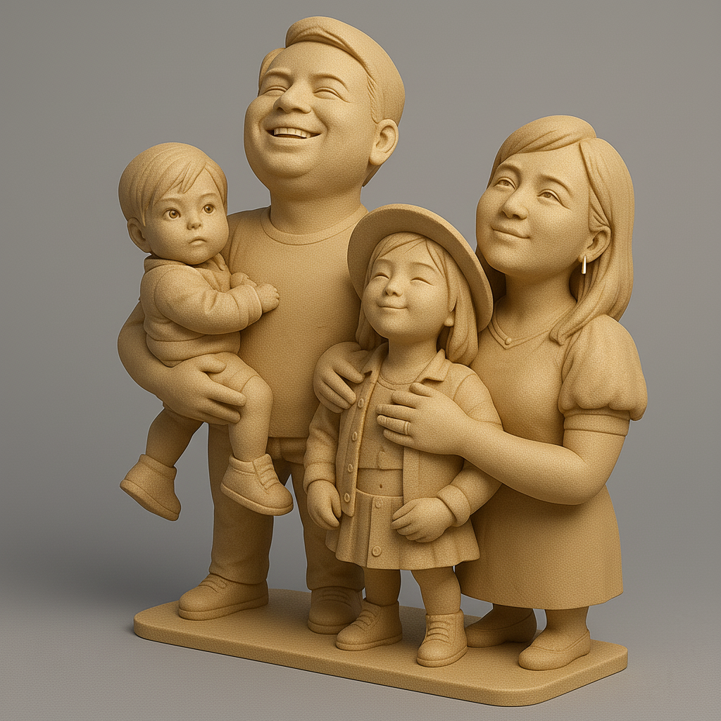 face anatomy 3d model-create 3d face model from photo_Heartwarming Family Figurine