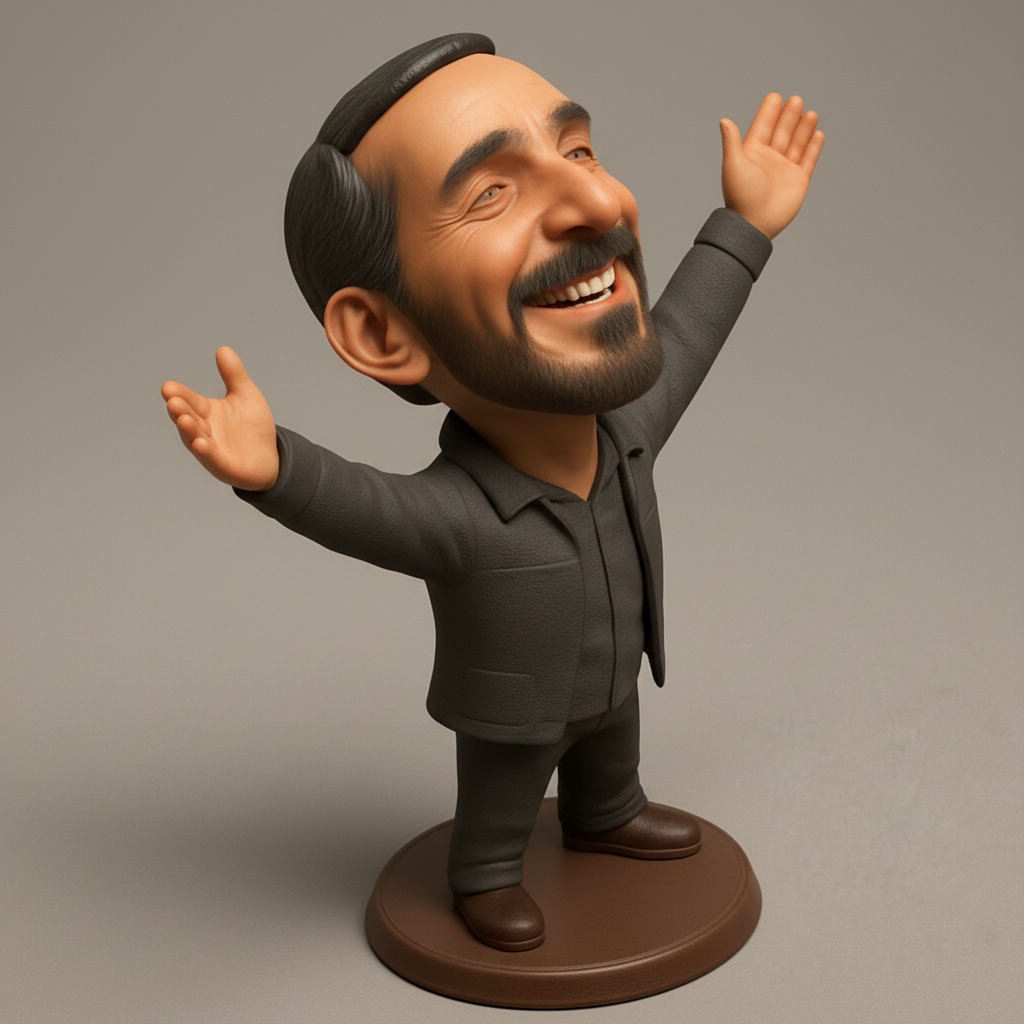 silhouette 3d printer maker-3d portrait printing_Spread Happiness: Bearded Man Joy Figurine