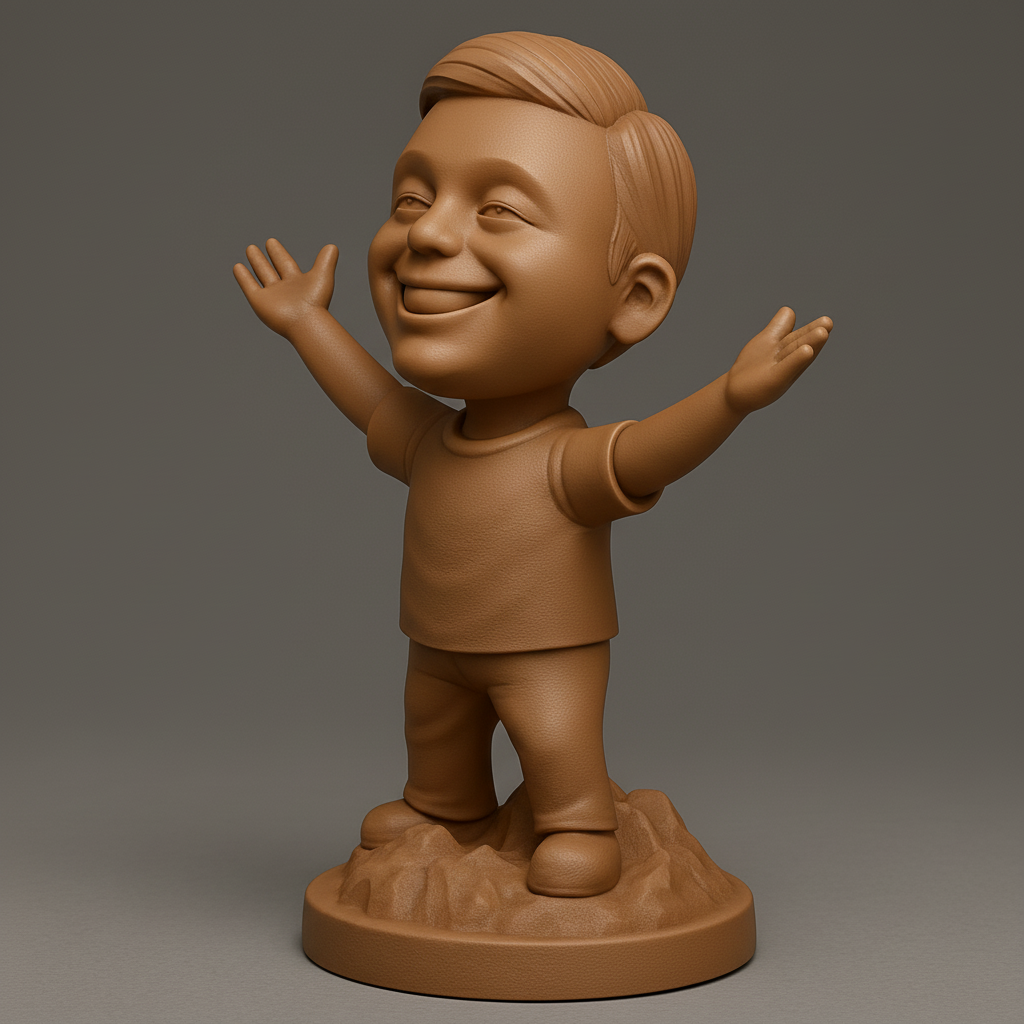face to 3d model ai-3D portrait printing from photo_Embrace Joy: Happy Kiddo Figurine 3D Print