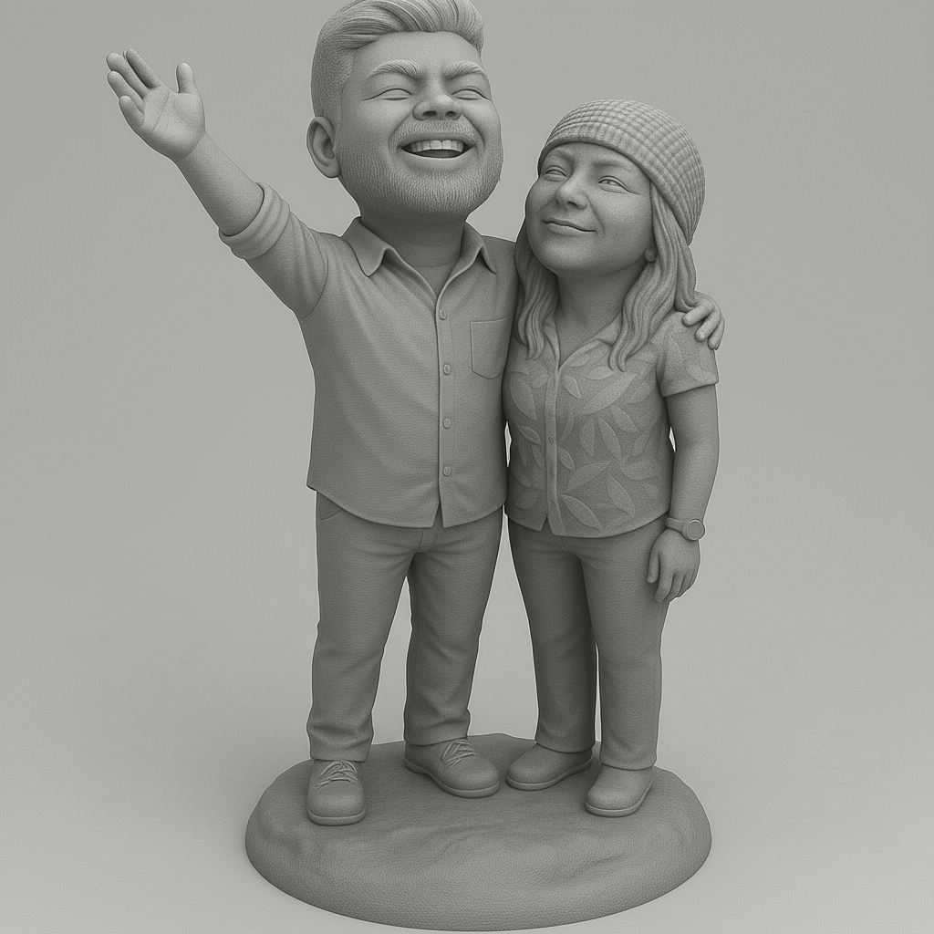 face anatomy 3d model-create 3d face model from photo_Joyful Couple Figurine for 3D Printing