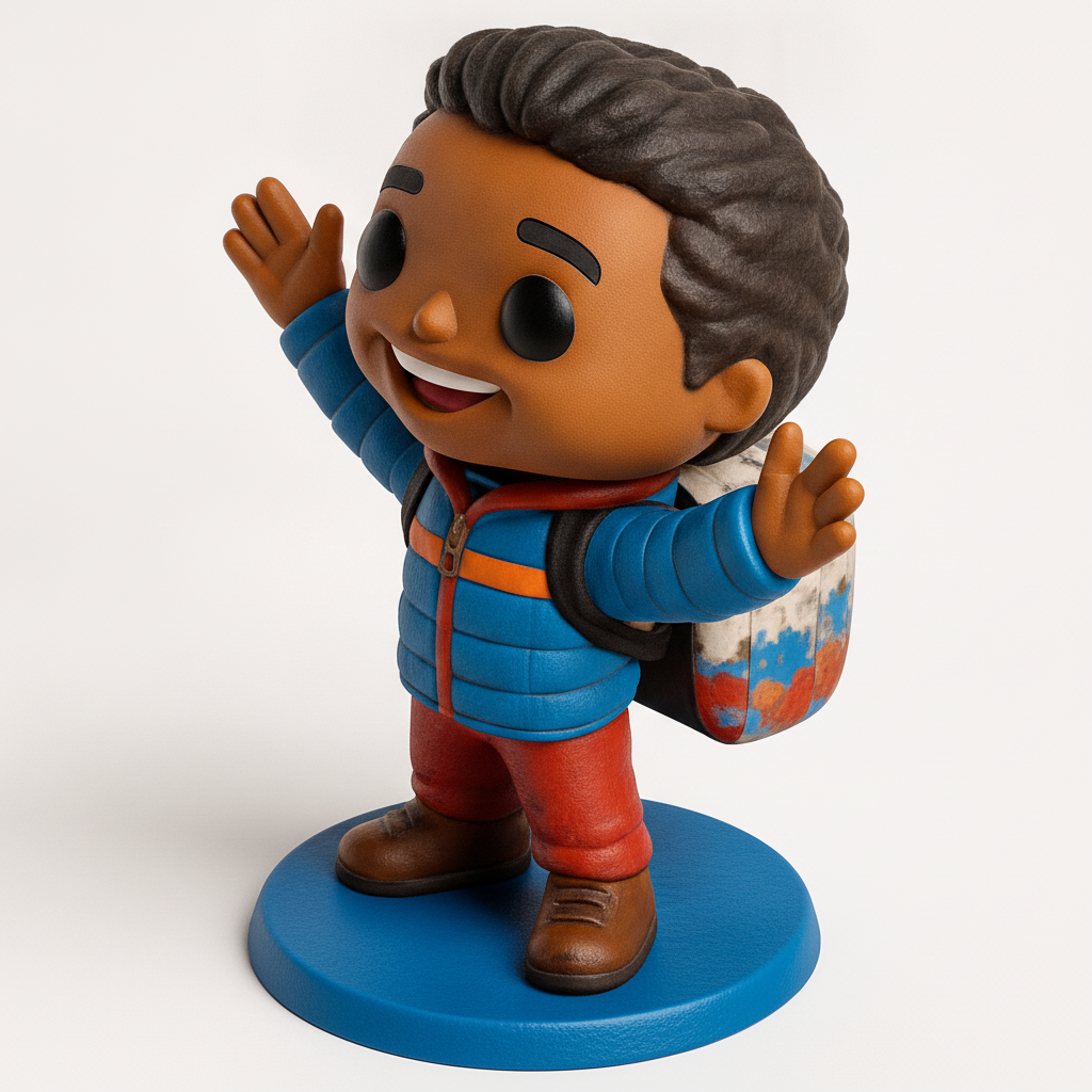 face to 3d model ai-3D portrait printing from photo_Cheerful Waving Boy Figurine - Fun Pop-Style Print