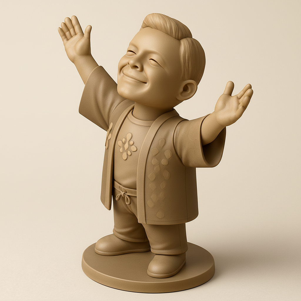 silhouette 3d printer maker-3d portrait printing_Joyful Embrace Figure - Happy Child 3D Printable Statue
