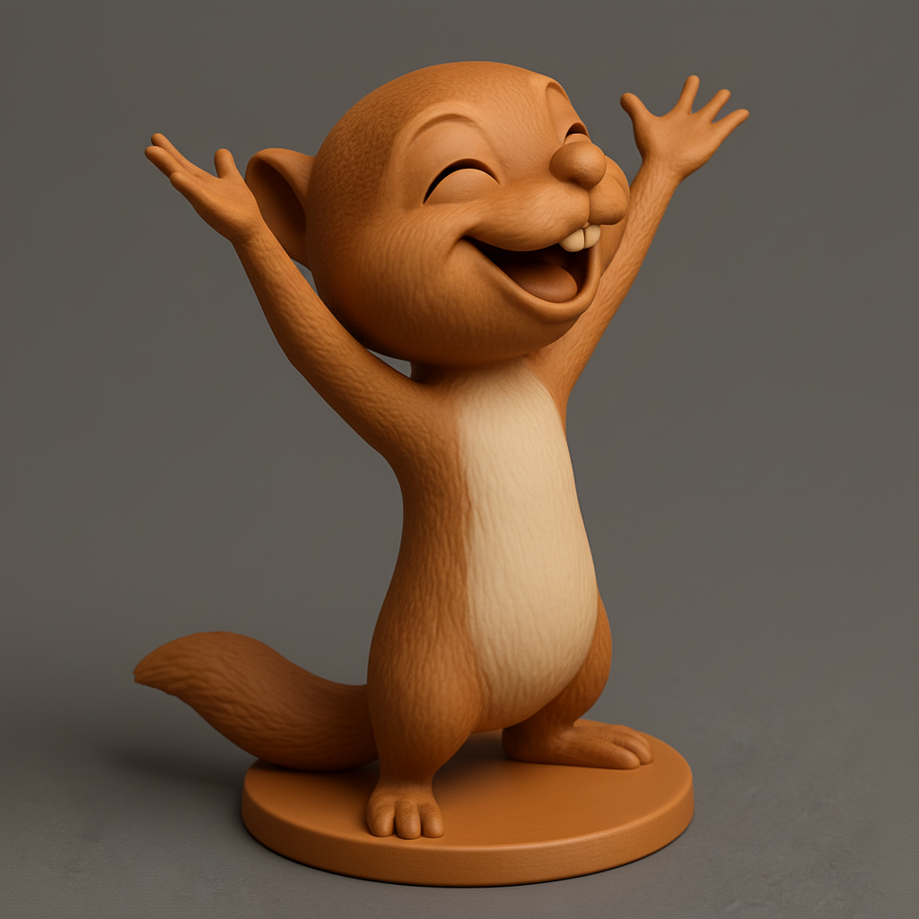face to 3d model ai-3D portrait printing from photo_Joyful Squirrel Figurine: Happy Desk Buddy!