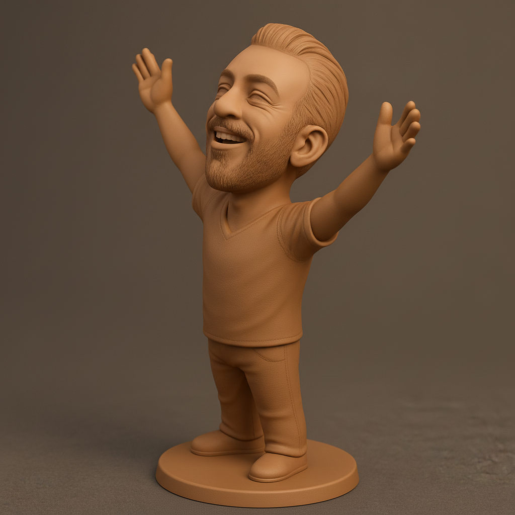 face anatomy 3d model-create 3d face model from photo_Celebrate Success: Happy Caricature Figurine